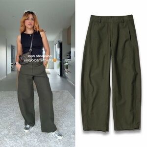 Uniqlo UNISEX JERSEY BARREL PANTS - OLIVE GREEN